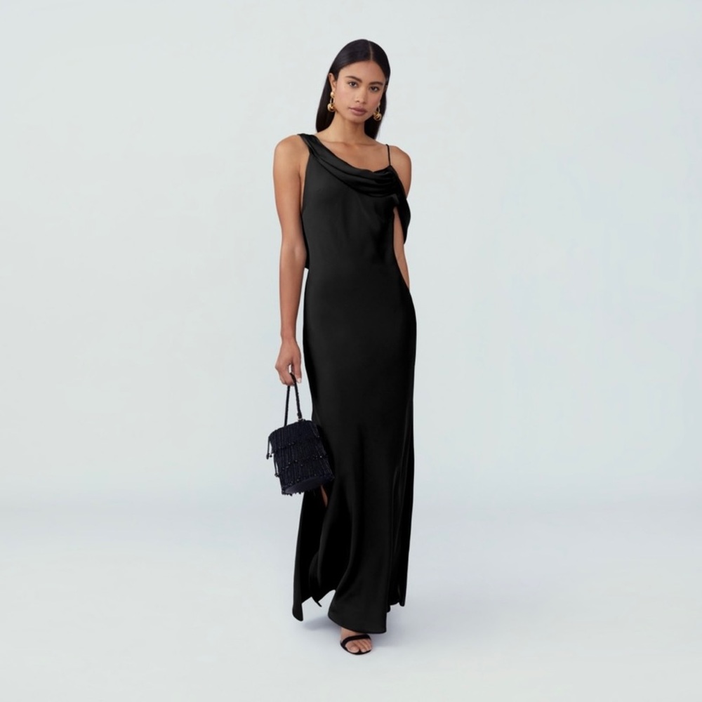 Fame and Partners Black Satin Dress